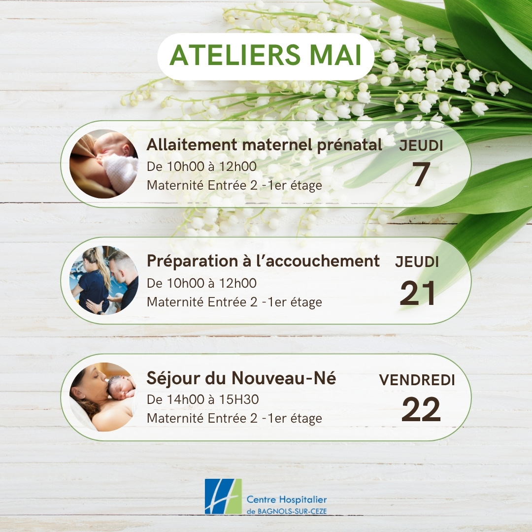 Programme des ateliers de mai - Maternité